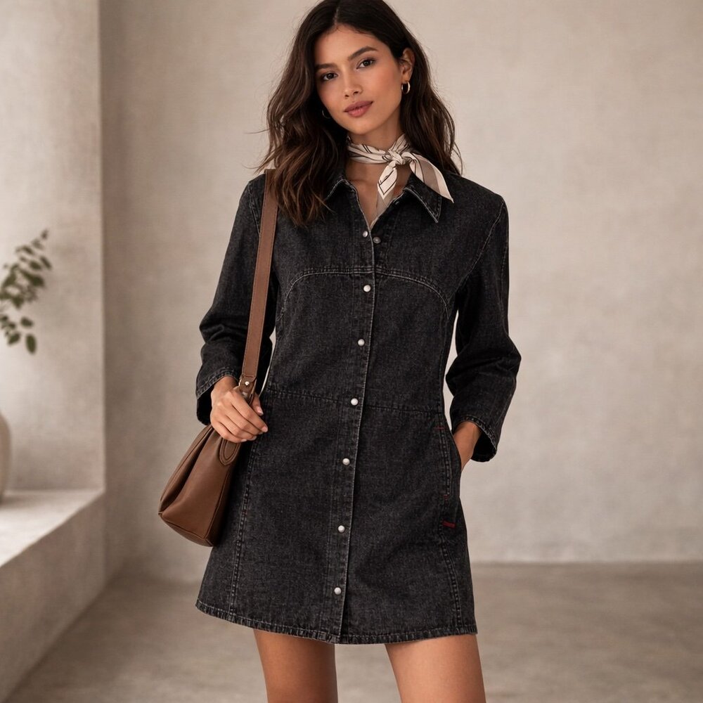 Tristan black denim dress/jacket - size S - Picture 2 of 10